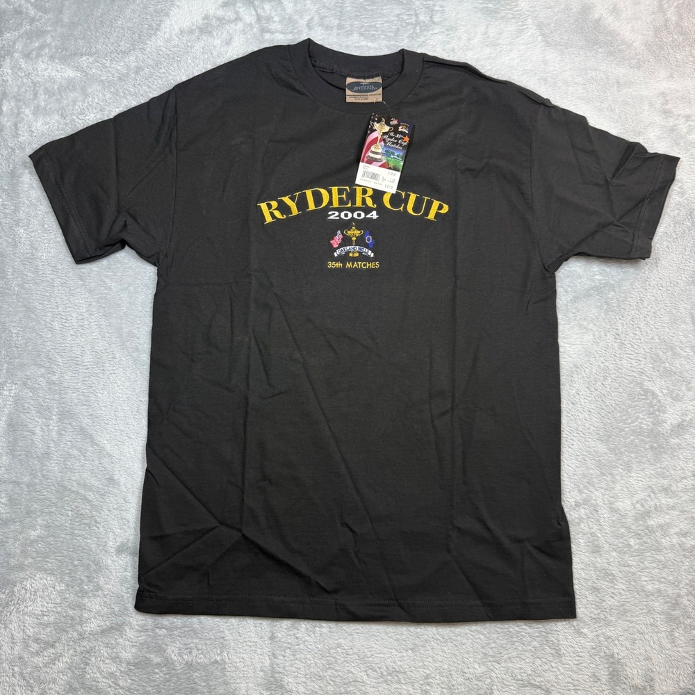 Antigua Ryder Cup 2004 T Shirt Mens L Black Oakland Hills 35th Matches Y2K